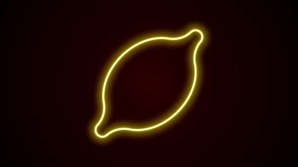 Ragyogó neon vonal Lemon ikon elszigetelt fekete háttérrel. 4K Videó mozgás grafikus animáció — Stock videók