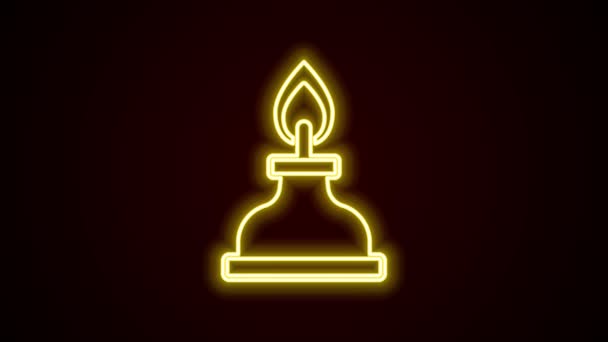 Leuchtende Leuchtschrift Alkohol- oder Spiritusbrennersymbol isoliert auf schwarzem Hintergrund. Chemische Ausrüstung. 4K Video Motion Grafik Animation — Stockvideo