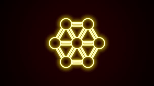 Glowing neon line Molecule icon isolated on black background. Structure of molecules in chemistry, science teachers innovative educational poster. 4K Video motion graphic animation — Stock Video