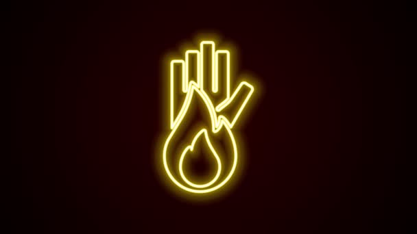Linha de néon brilhante Nenhum ícone de fogo isolado no fundo preto. Proibição de fogo e proibido. Animação gráfica em movimento de vídeo 4K — Vídeo de Stock