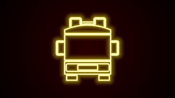 Φωτεινό νέον γραμμή Φωτιά φορτηγό εικονίδιο απομονώνονται σε μαύρο φόντο. Πυροσβεστική. Πυροσβέστες όχημα έκτακτης ανάγκης. 4K Γραφική κίνηση κίνησης βίντεο — Αρχείο Βίντεο