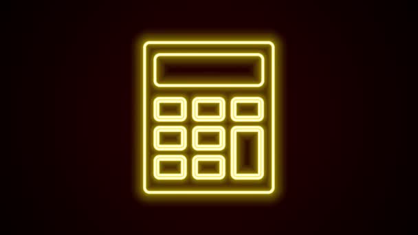 Glowing neon line Calculator icon isolated on black background. Accounting symbol. Business calculations mathematics education and finance. 4K Video motion graphic animation — Stock Video