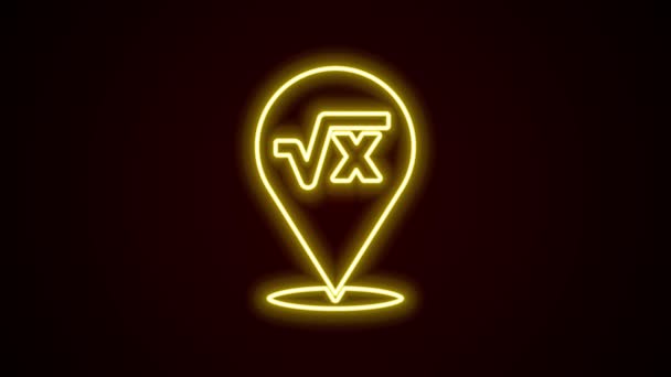 Glowing neon line Square root of x glyph icon isolated on black background. Mathematical expression. 4K Video motion graphic animation — Stock Video