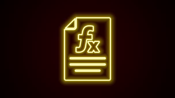 Glödande neon line Funktion matematisk symbol ikon isolerad på svart bakgrund. 4K Video motion grafisk animation — Stockvideo