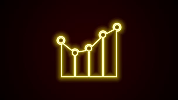 Leuchtende Leuchtlinien Graph, Zeitplan, Diagramm, Diagramm, Infografik, Tortendiagramm-Symbol auf schwarzem Hintergrund isoliert. 4K Video Motion Grafik Animation — Stockvideo