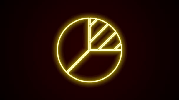 Glödande neon linje Paj diagram infographic ikon isolerad på svart bakgrund. Diagramskylt. 4K Video motion grafisk animation — Stockvideo