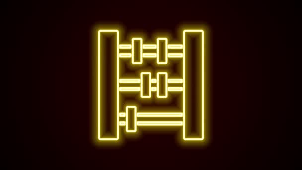 Icono de línea de neón brillante Abacus aislado sobre fondo negro. Marco de conteo tradicional. Signo de educación. Escuela de matemáticas. Animación gráfica de vídeo 4K — Vídeo de stock