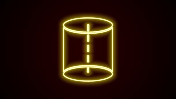 Glödande neon linje Geometrisk figur ikon isolerad på svart bakgrund. Abstrakt form. Geometrisk prydnad. 4K Video motion grafisk animation — Stockvideo