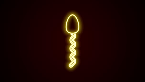 Linea al neon luminosa Icona dello sperma isolata su sfondo nero. Animazione grafica 4K Video motion — Video Stock