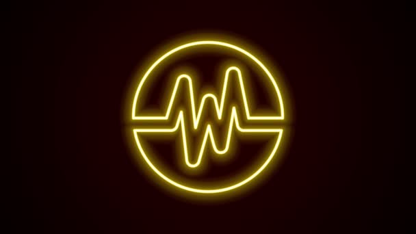 Светящаяся неоновая линия Значок сердечного ритма выделен на черном фоне. Знак сердцебиения. Икона пульса сердца. Значок кардиограммы. Видеографическая анимация 4K — стоковое видео