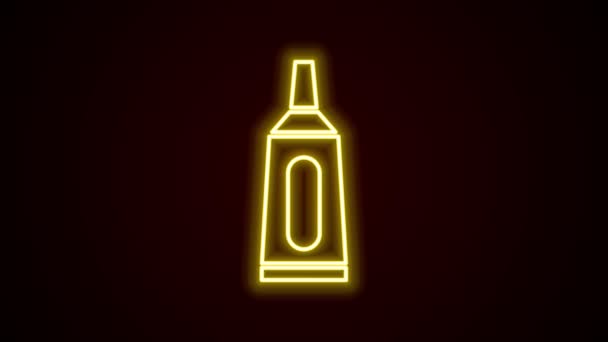 Glowing neon line Ointment cream tube medicine icon isolated on black background. Tube, container, toothpaste, cream sign. 4K Video motion graphic animation — Stock Video