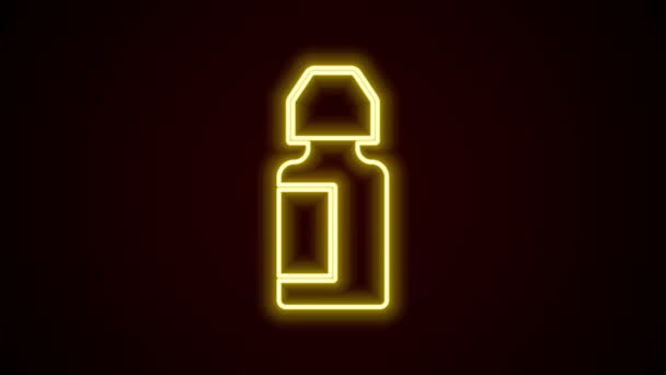 Brillante línea de neón icono de la botella gota de ojo aislado sobre fondo negro. Animación gráfica de vídeo 4K — Vídeos de Stock