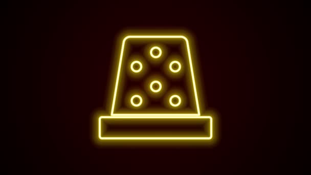 Светящаяся неоновая линия Наперсток для шитья иконки изолированы на черном фоне. Видеографическая анимация 4K — стоковое видео