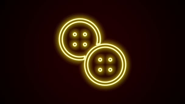 Linea neon incandescente Pulsante per cucire l'icona dei vestiti isolato su sfondo nero. Pulsante di abbigliamento. Animazione grafica 4K Video motion — Video Stock