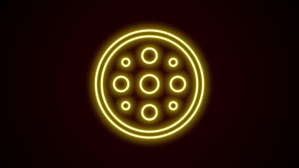 Leuchtende Neon-Linie Nähknopf für Kleidung Symbol isoliert auf schwarzem Hintergrund. Klamottenknopf. 4K Video Motion Grafik Animation — Stockvideo
