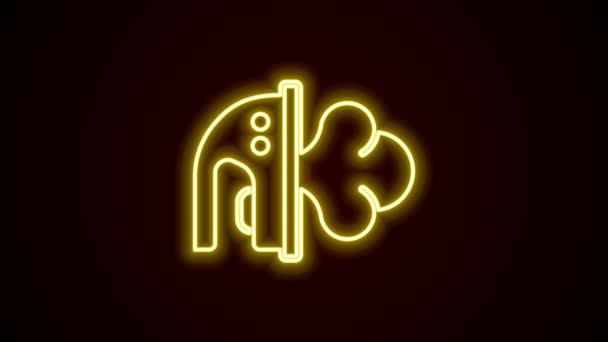 Glödande neon line Elektrisk järn ikon isolerad på svart bakgrund. Ångjärn. 4K Video motion grafisk animation — Stockvideo