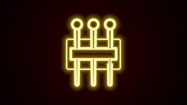 Glowing neon line Needle for sewing icon isolated on black background. Tailor symbol. Textile sew up craft sign. Embroidery tool. 4K Video motion graphic animation — Stock Video