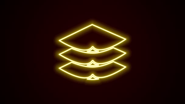 Glowing neon line Layers clothing textile icon isolated on black background. Element of fabric features. 4K Video motion graphic animation — Stock Video