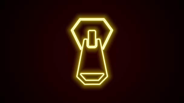 Glödande neon linje blixtlås ikon isolerad på svart bakgrund. 4K Video motion grafisk animation — Stockvideo