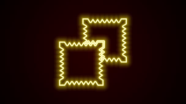 Glødende neon linje Tekstilstof roll ikon isoleret på sort baggrund. Roll, mat, tæppe, klud, tæppe eller papir roll ikon. 4K Video bevægelse grafisk animation – Stock-video