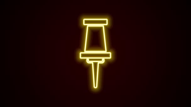 Zářící neonová čára Ikona Push pin izolovaná na černém pozadí. Znamení připínáčků. Grafická animace pohybu videa 4K — Stock video