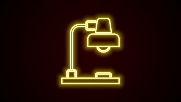 Glowing neon line Table lamp icon isolated on black background. 4K Video motion graphic animation — Stock Video