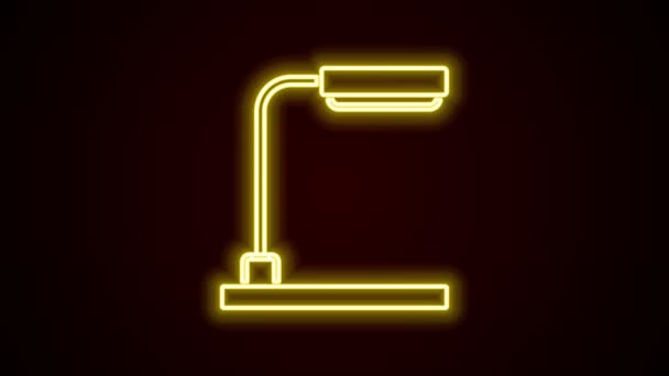 Világító neon vonal Asztali lámpa ikon elszigetelt fekete alapon. 4K Videó mozgás grafikus animáció — Stock videók