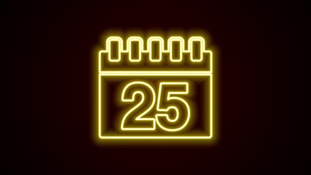 Glödande neon linje Kalender ikon isolerad på svart bakgrund. Händelse påminnelse symbol. 4K Video motion grafisk animation — Stockvideo
