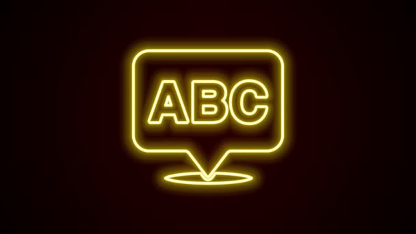 Világító neon vonal ábécé ikon elszigetelt fekete alapon. 4K Videó mozgás grafikus animáció — Stock videók