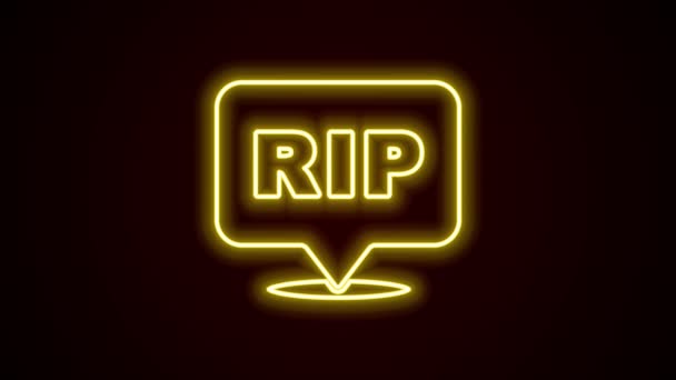 Leuchtende Leuchtschrift Speech Bubble Rip Death Icon isoliert auf schwarzem Hintergrund. 4K Video Motion Grafik Animation — Stockvideo