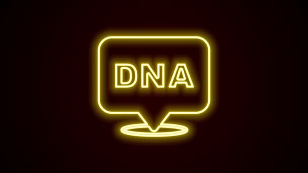 Icono de símbolo de ADN de línea de neón brillante aislado sobre fondo negro. Animación gráfica de vídeo 4K — Vídeo de stock