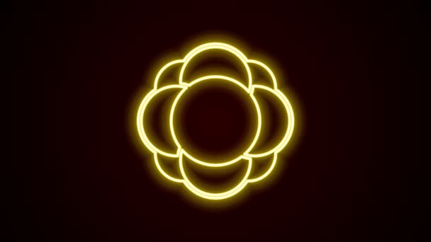 Ragyogó neon vonal Molekula ikon elszigetelt fekete háttérrel. Molekulák szerkezete a kémiában, tudományos tanárok innovatív oktatási plakát. 4K Videó mozgás grafikus animáció — Stock videók