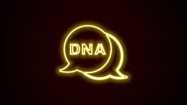Glödande neon linje DNA symbol ikon isolerad på svart bakgrund. 4K Video motion grafisk animation — Stockvideo