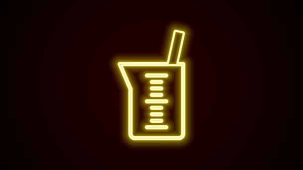 Glowing neon line Laboratory glassware or beaker icon isolated on black background. 4K Video motion graphic animation — Stock Video