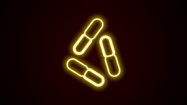 Leuchtende Leuchtschrift Virus-Symbol isoliert auf schwarzem Hintergrund. Corona virus 2019-nCoV. Bakterien und Keime, Zellkrebs, Mikroben, Pilze. 4K Video Motion Grafik Animation — Stockvideo