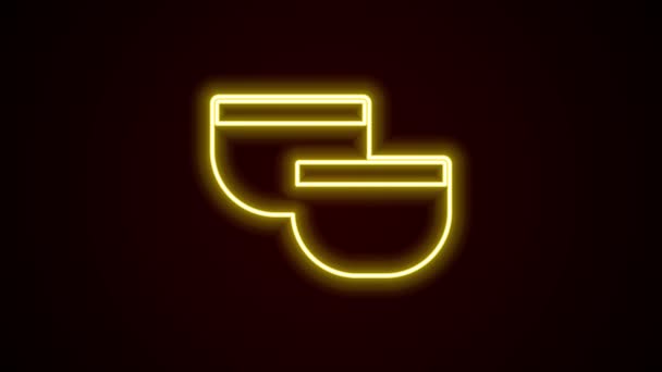 Glowing neon line Traditional Chinese tea ceremony icon isolated on black background. Teapot with cup. 4K Video motion graphic animation — Stock Video