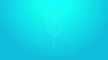 Pembe çizgili ıspanak simgesi mavi arkaplanda izole edilmiş. 4K Video hareketli grafik canlandırması