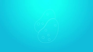 Mavi arka planda izole edilmiş pembe çizgi Patates ikonu. 4K Video hareketli grafik canlandırması