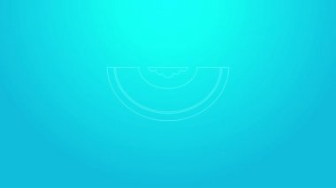 Mavi arka planda pembe çizgi kavun meyve ikonu izole edildi. 4K Video hareketli grafik canlandırması