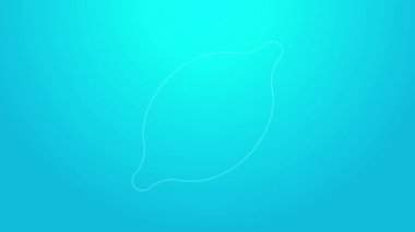 Pembe çizgi limon simgesi mavi arkaplanda izole edildi. 4K Video hareketli grafik canlandırması