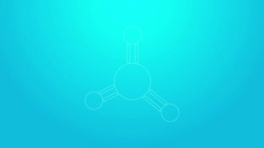 Pembe çizgi Molekül simgesi mavi arkaplanda izole edildi. Kimya moleküllerinin yapısı, fen öğretmenlerinin yenilikçi eğitim posteri. 4K Video hareketli grafik canlandırması