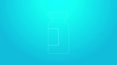 Pembe çizgi test tüpü ve mavi arka planda izole edilmiş kimyasal test ikonu. Laboratuvar cam levhası. 4K Video hareketli grafik canlandırması