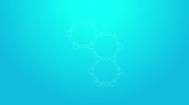 Pembe çizgi kimyasal formül ikonu mavi arkaplanda izole edildi. Yenilikçi tıp, sağlık, araştırma ve bilim için soyut altıgen. 4K Video hareketli grafik canlandırması