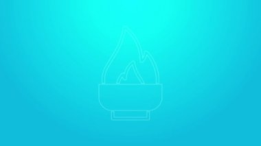 Pembe çizgili alkol veya mavi arka planda izole edilmiş ruh yakıcı ikonu. Kimyasal ekipman. 4K Video hareketli grafik canlandırması