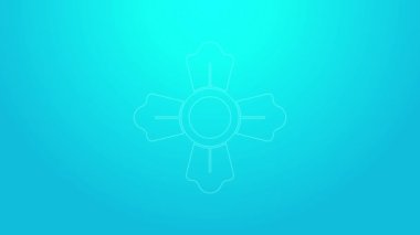 Pembe çizgili itfaiyeci ikonu mavi arka planda izole edildi. 4K Video hareketli grafik canlandırması