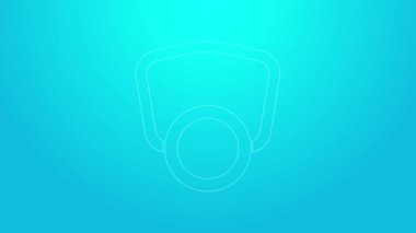 Pembe çizgi gaz maskesi simgesi mavi arkaplanda izole edildi. Solunum cihazı işareti. 4K Video hareketli grafik canlandırması