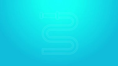 Pembe çizgili itfaiye hortumu ikonu mavi arka planda izole edilmiş. 4K Video hareketli grafik canlandırması