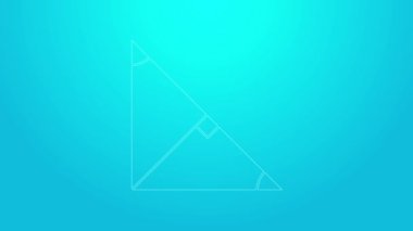 Mavi arkaplanda izole edilmiş bir üçgen simgesinin pembe çizgi açı ortayı. 4K Video hareketli grafik canlandırması