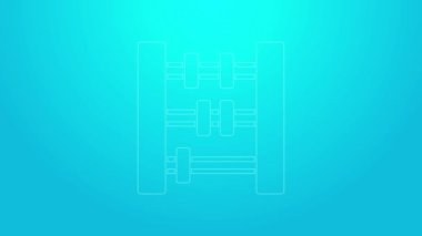 Pembe çizgi Abaküs simgesi mavi arkaplanda izole edildi. Geleneksel sayım çerçevesi. Eğitim işareti. Matematik okulu. 4K Video hareketli grafik canlandırması