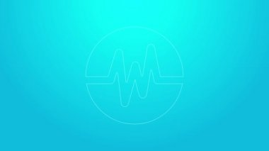 Pembe çizgi kalp atış hızı simgesi mavi arkaplanda izole edildi. Kalp atışı işareti. Kalp atışı ikonu. Kardiyogram simgesi. 4K Video hareketli grafik canlandırması